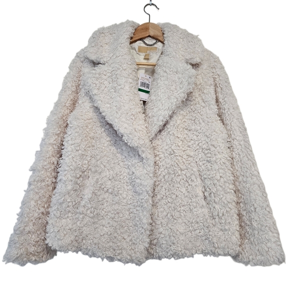 Michael Kors Jackets & Blazers - NWT Michael Kors Faux Fur Coat – White / Bone - Size L